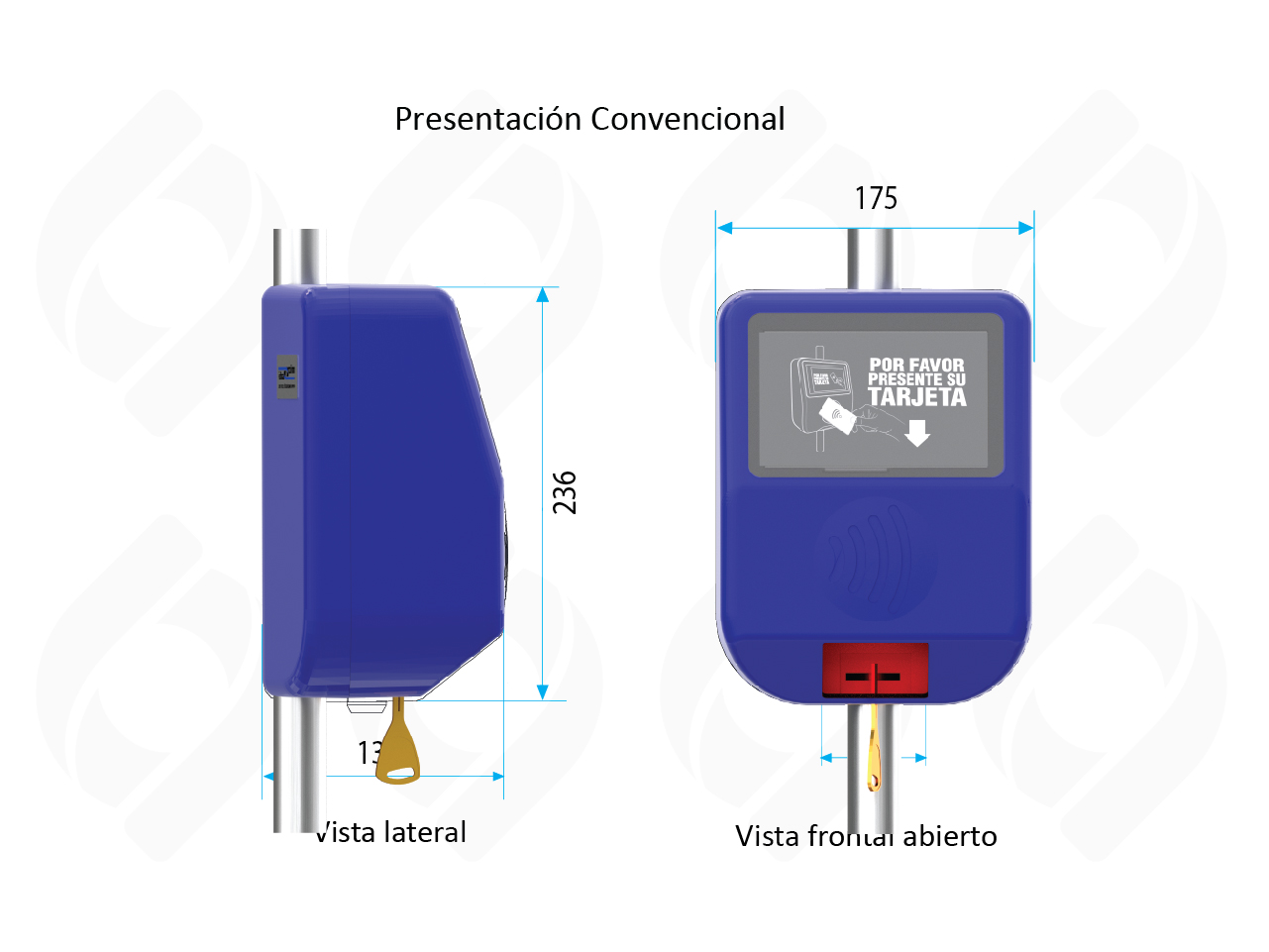 Dimensiones del Validador contactless versión convencional