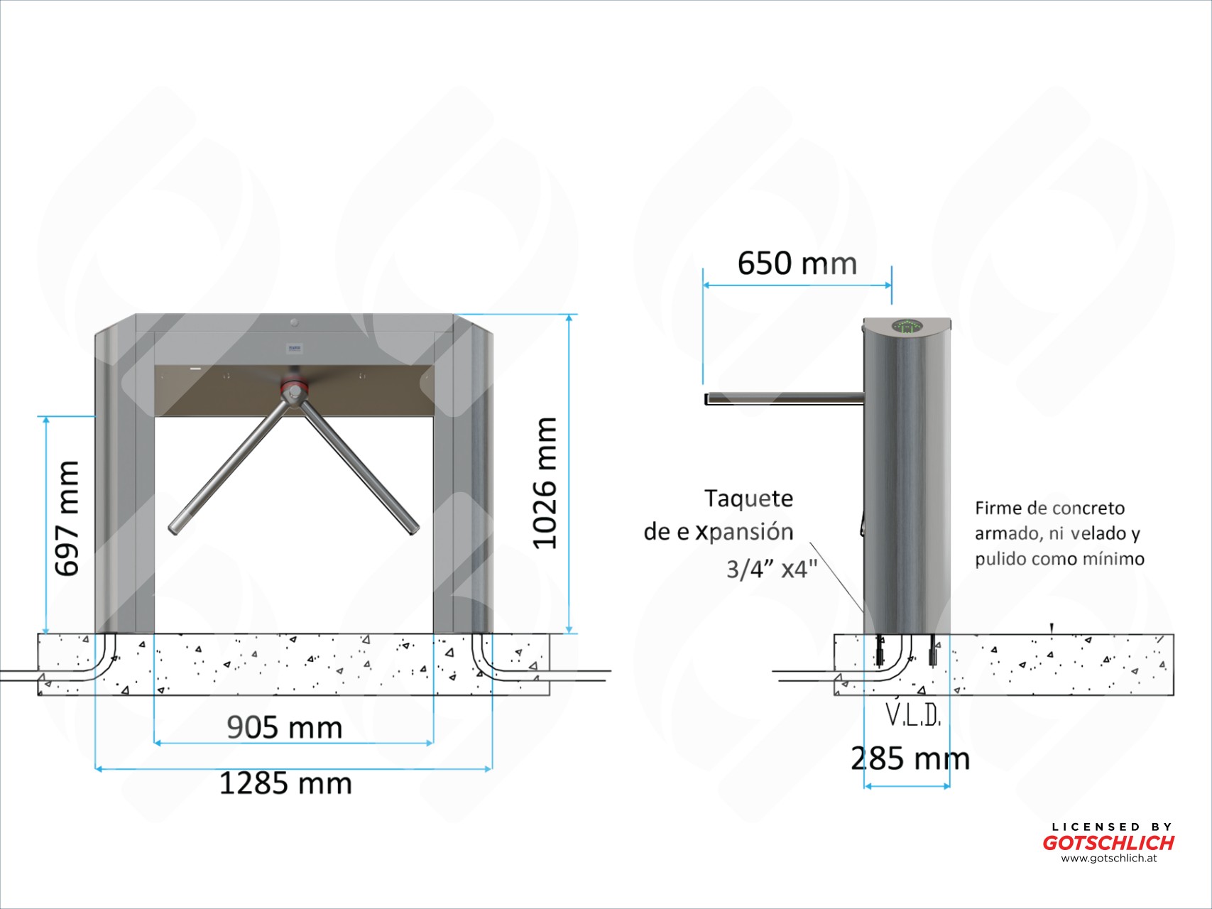 Torniquete con integración de tecnología biométrica, señalando una forma avanzada de autenticación.
